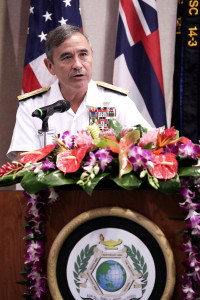Commander of U.S. Pacific Command Adm. Harry Harris, Jr., provides remarks at today’s 20th Anniversary celebration of the Daniel K. Inouye Asia-Pacific Center for Security Studies. Harris paid tribute to the Center’s contributions to regional security. 