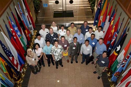 ARF Visit Members of the Association of Southeast Asian Nations (ASEAN) Regional Forum pose for a photo in the APCSS lobby.