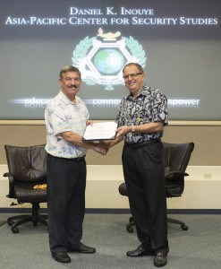 Director Leaf presents award to Dr. Azizian